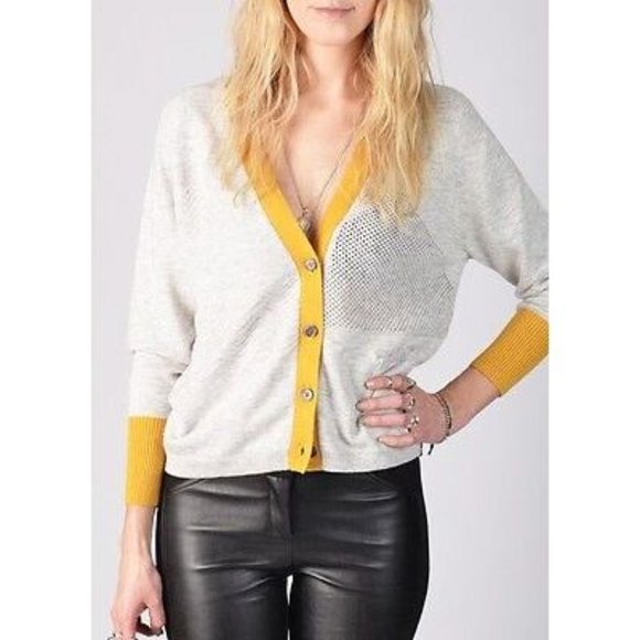YOON Sweater CARDIGAN Soft WOOL & Cashmere BLEND Sporty DEIDRE Heather Grey $138 - Picture 1 of 1